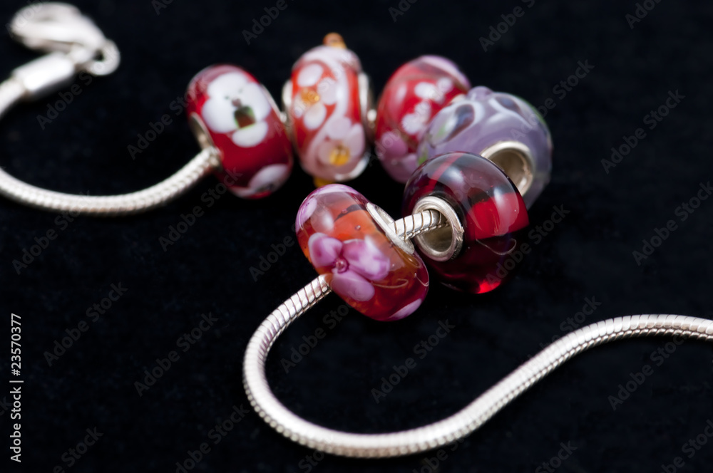 colourful beads on black