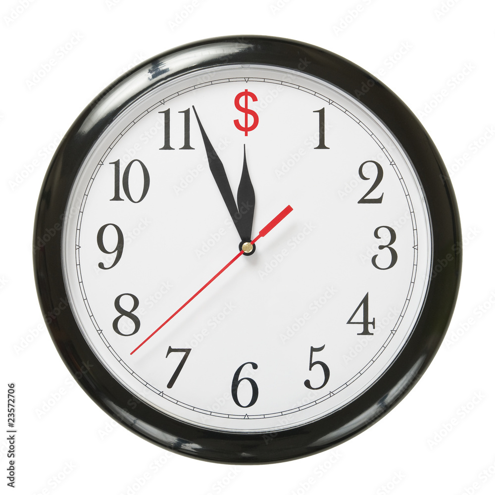 concept of clock and dollar symbol isolated on white background concept of clock and dollar symbol isolated on white background