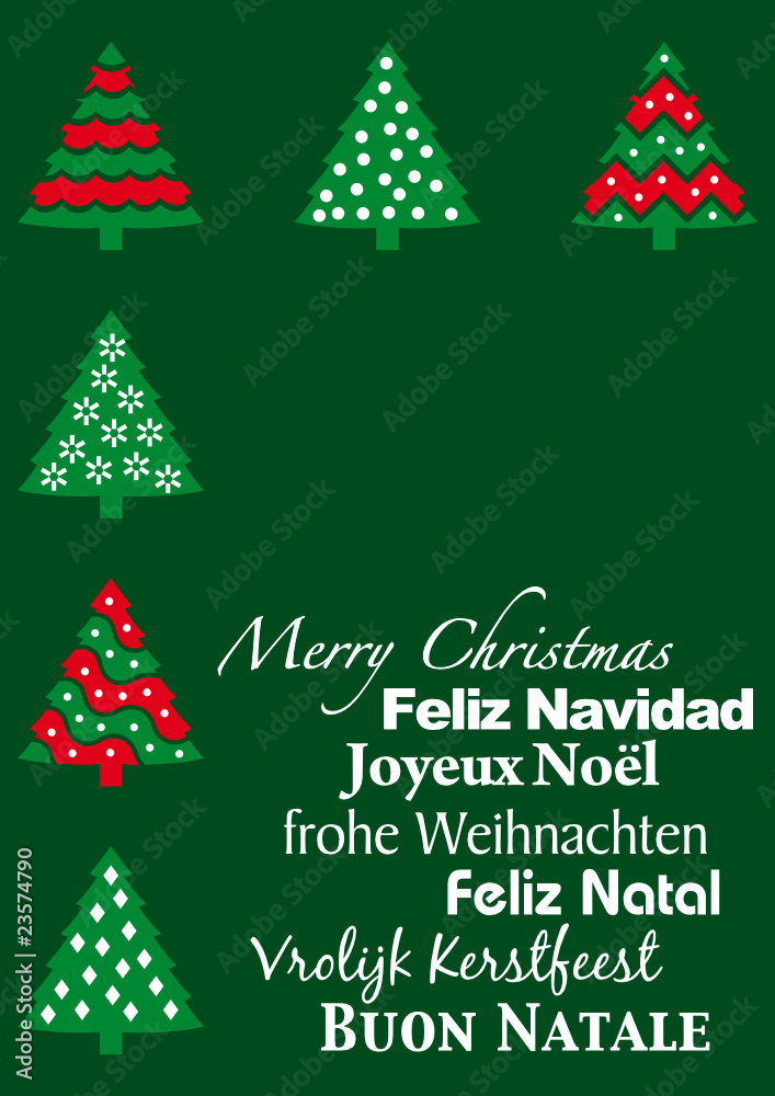 tarjeta de navidad con árboles idiomas tarjeta de navidad con árboles idiomas