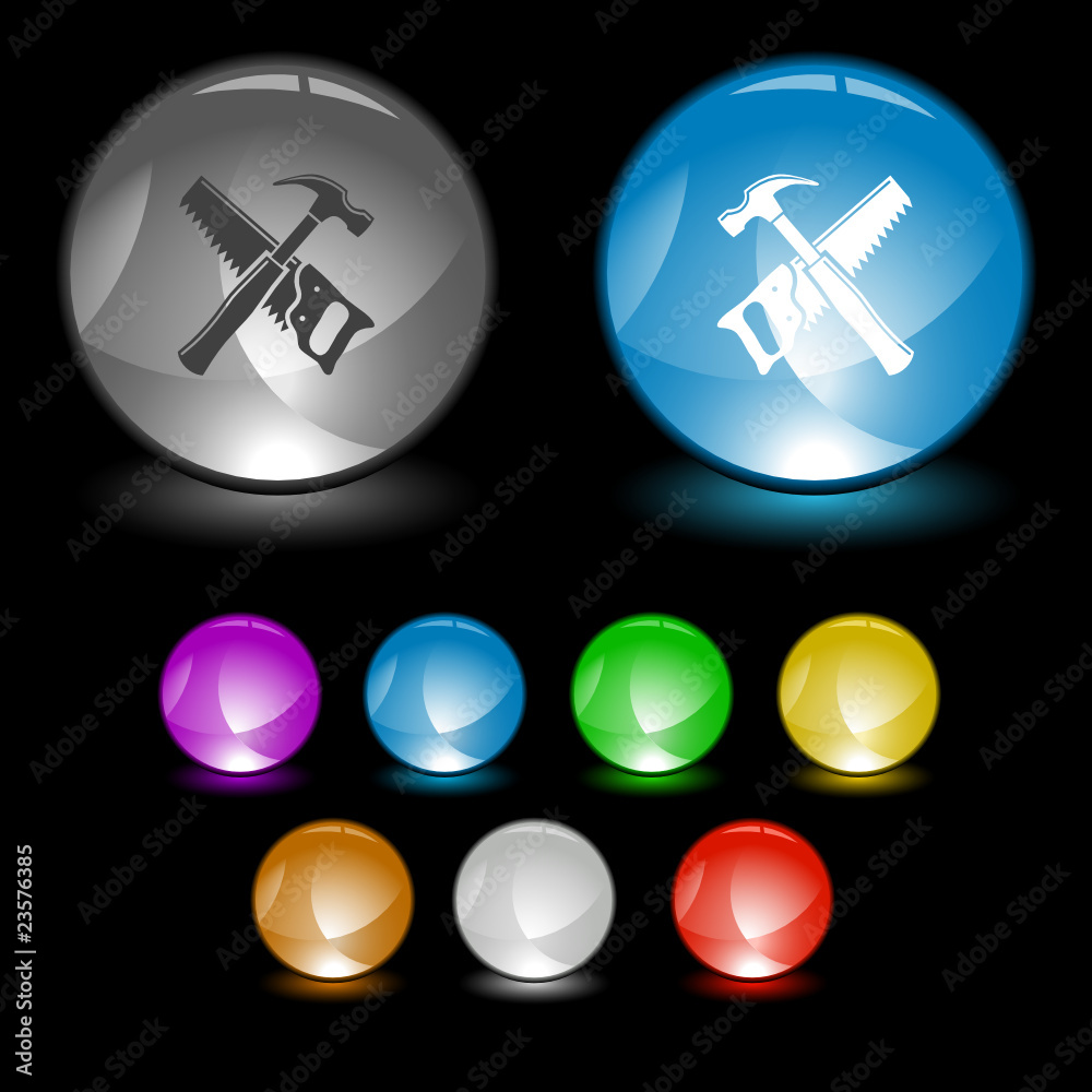 Hand saw and hammer. Vector interface element. Hand saw and hammer. Vector interface element.