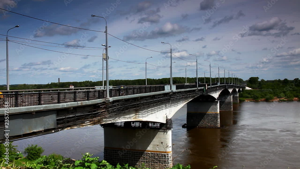 Bridge over Vyatka River time lapse Bridge over Vyatka River time lapse