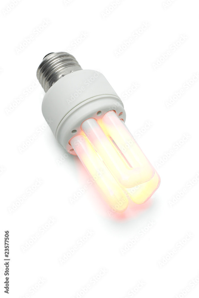Glowing warm energy saving light bulb Glowing warm energy saving light bulb