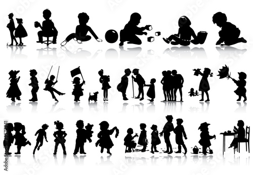 Silhouettes of children