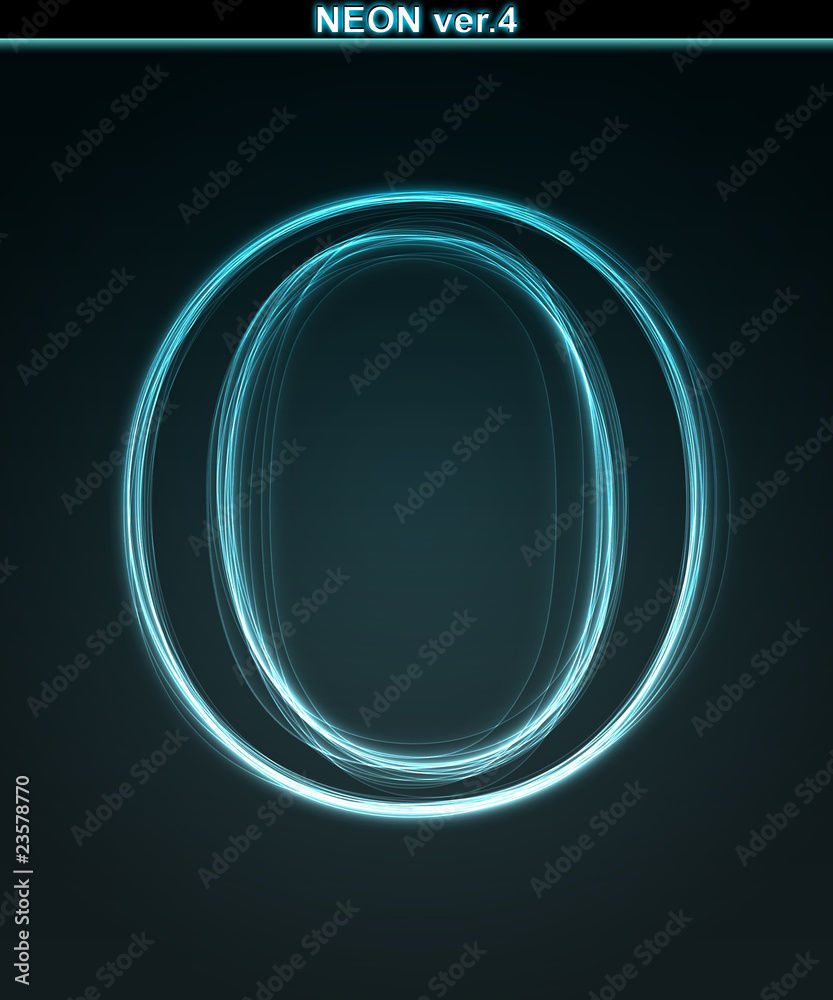 Glowing neon font. Shiny letter O Glowing neon font. Shiny letter O