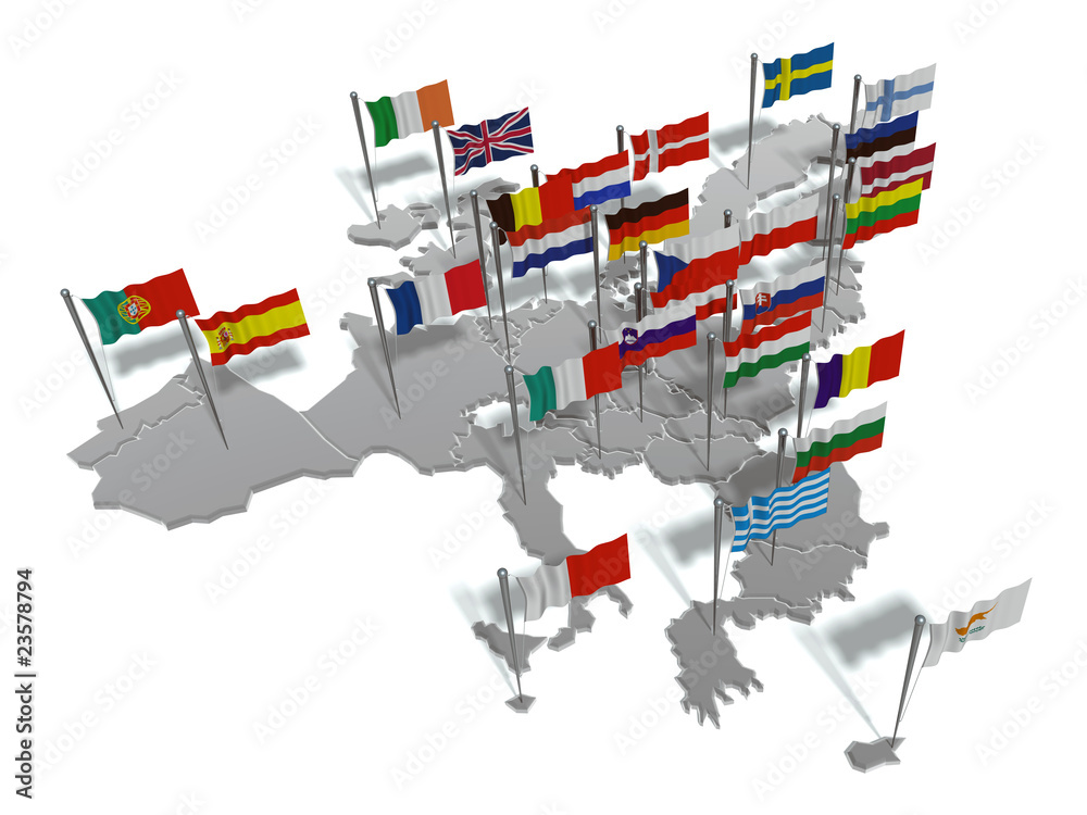 Obraz premium europe_with_flags_grey