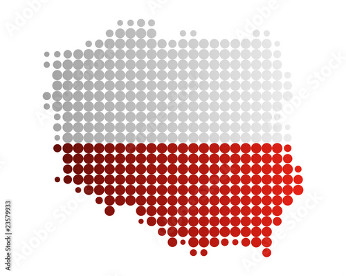 Karte und Fahne von Polen