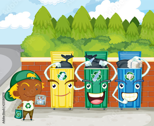 Three Dustbins