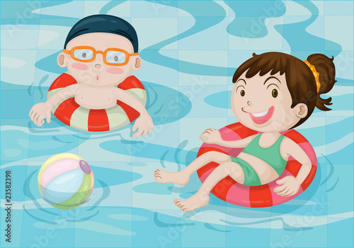 Boy and Girl in Swimming Pool