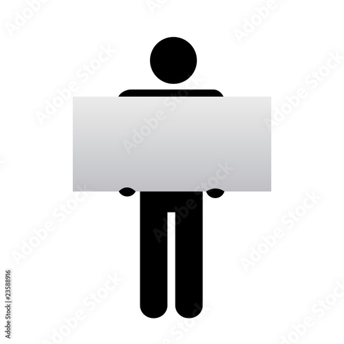 Figure Holding Blank Sign