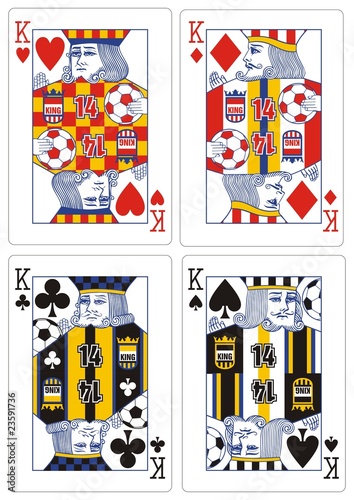 playing cards king football players