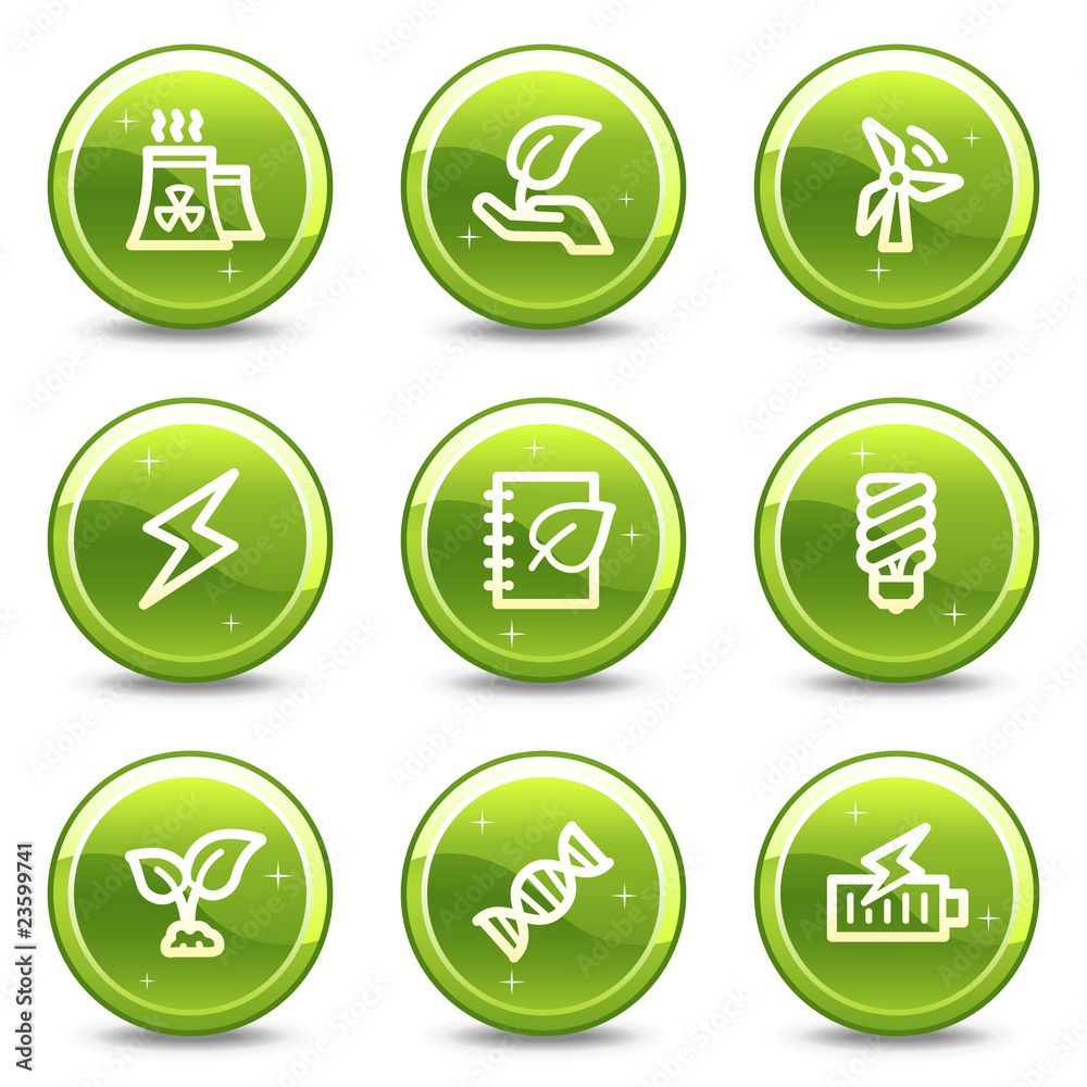 Ecology web icons set 5, green glossy circle buttons series Ecology web icons set 5, green glossy circle buttons series