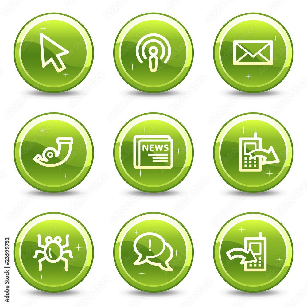 Internet web icons set 2, green glossy circle buttons series Internet web icons set 2, green glossy circle buttons series