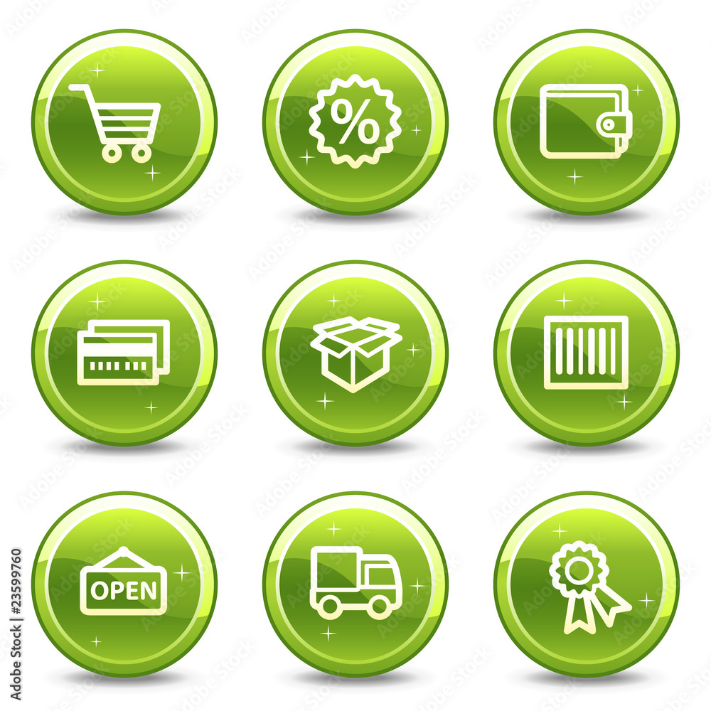 Shopping web icons set 2, green glossy circle buttons series Shopping web icons set 2, green glossy circle buttons series