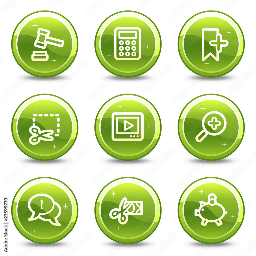 Shopping web icons set 3, green glossy circle buttons series Shopping web icons set 3, green glossy circle buttons series