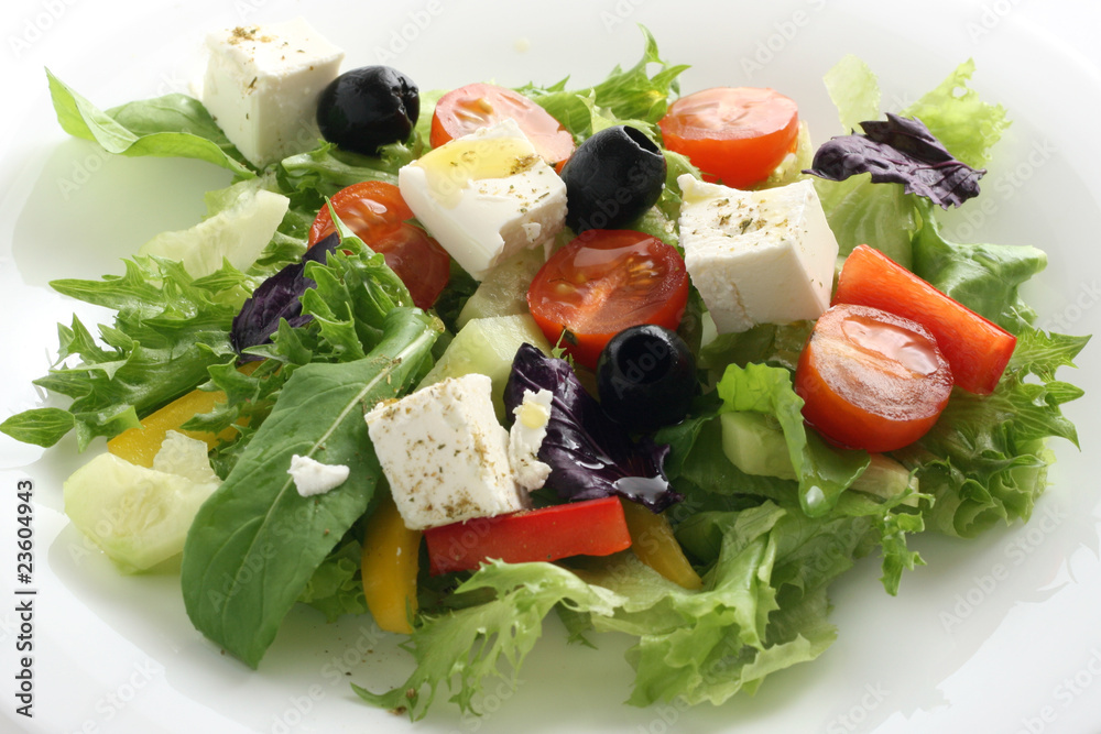 vegetable salad with sheep cheese