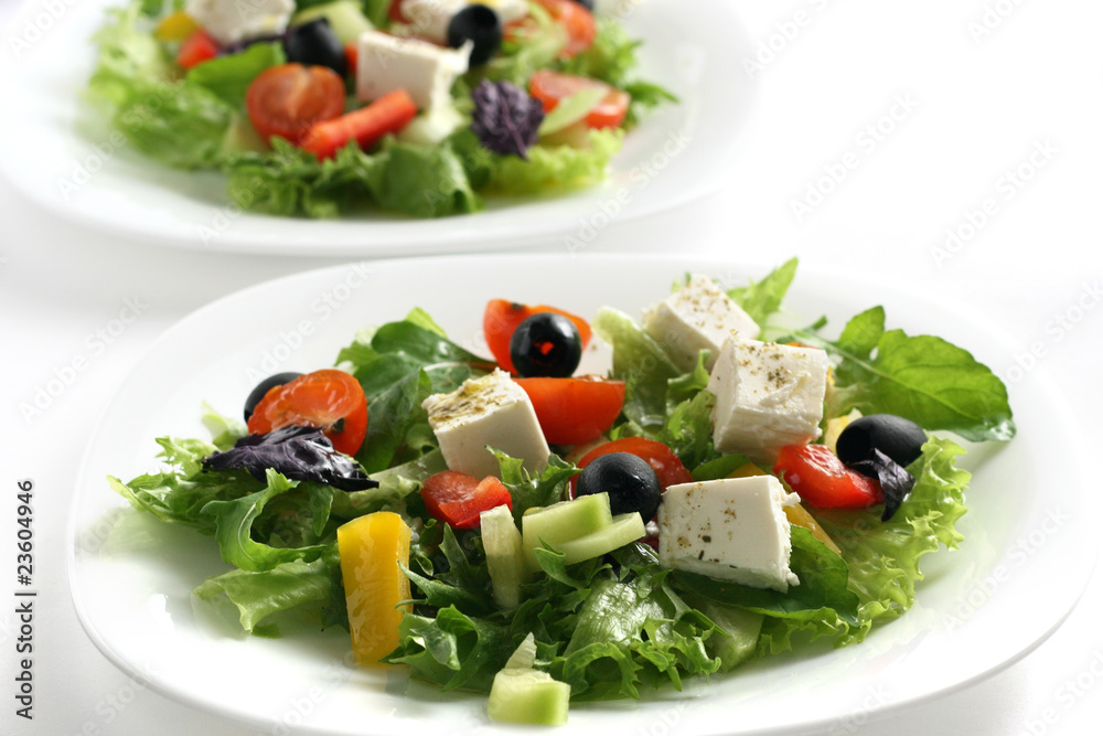 vegetable salad with sheep cheese