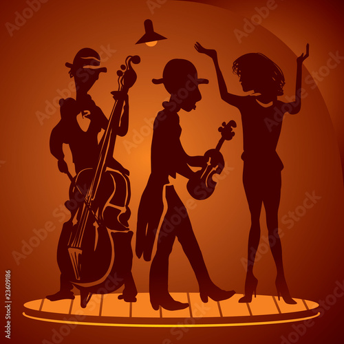 Musicians on a cabaret scene