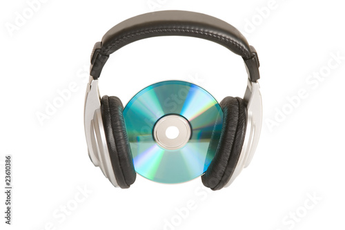music concept, headphone and cd