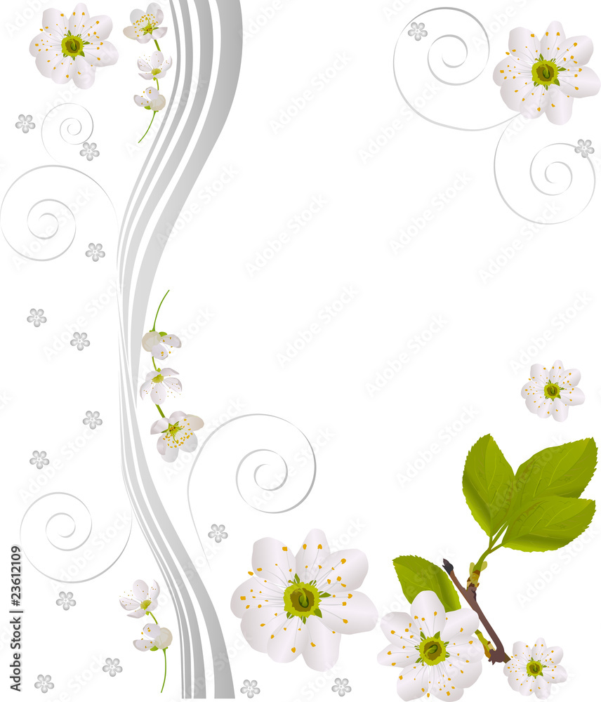 abstract pattern with cherry flowers
