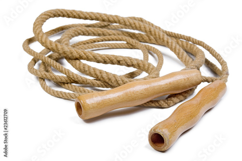 Photography old jump rope isolated on white background