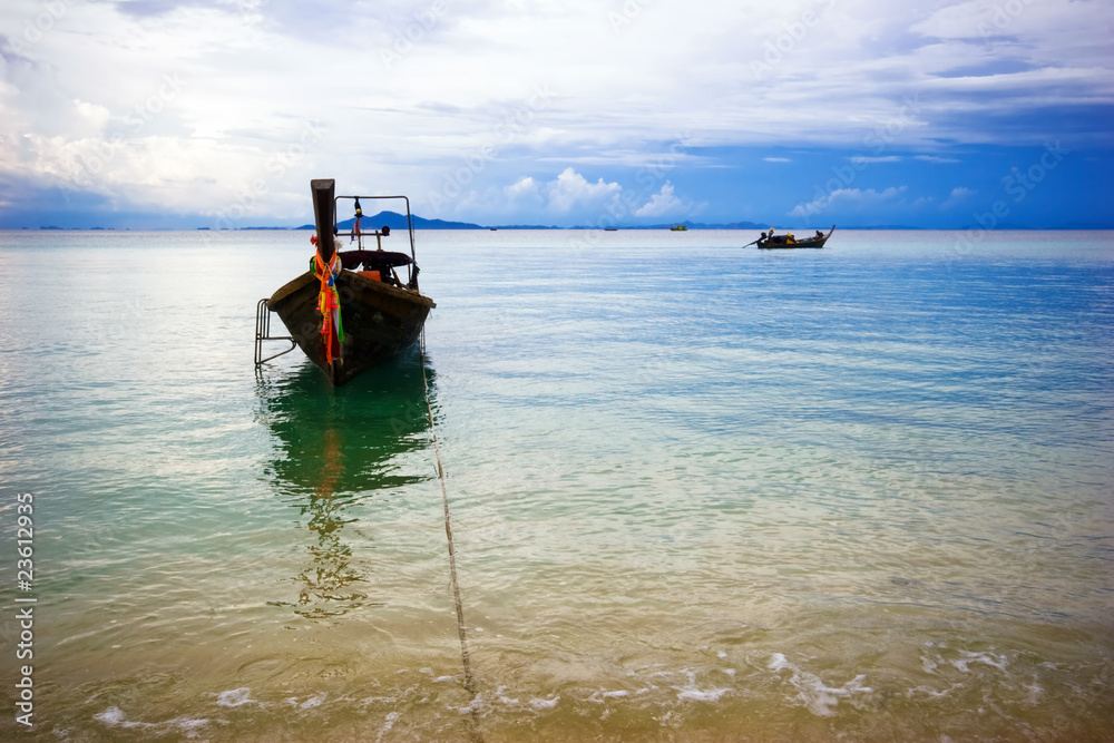 Thai boat near the beach. Phi Phi island. Thailand