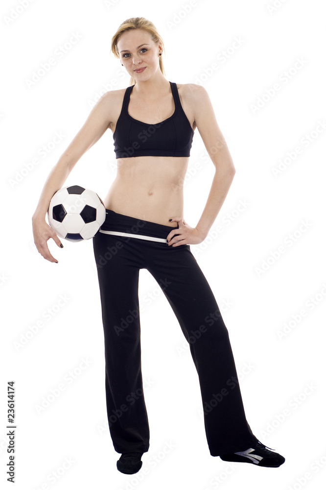 Woman Holding a Soccer Ball Football Woman Holding a Soccer Ball Football