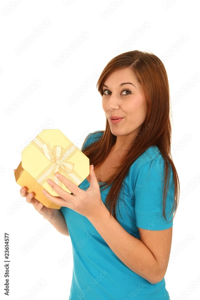 Pretty Brunette Girl with Gift Pretty Brunette Girl with Gift