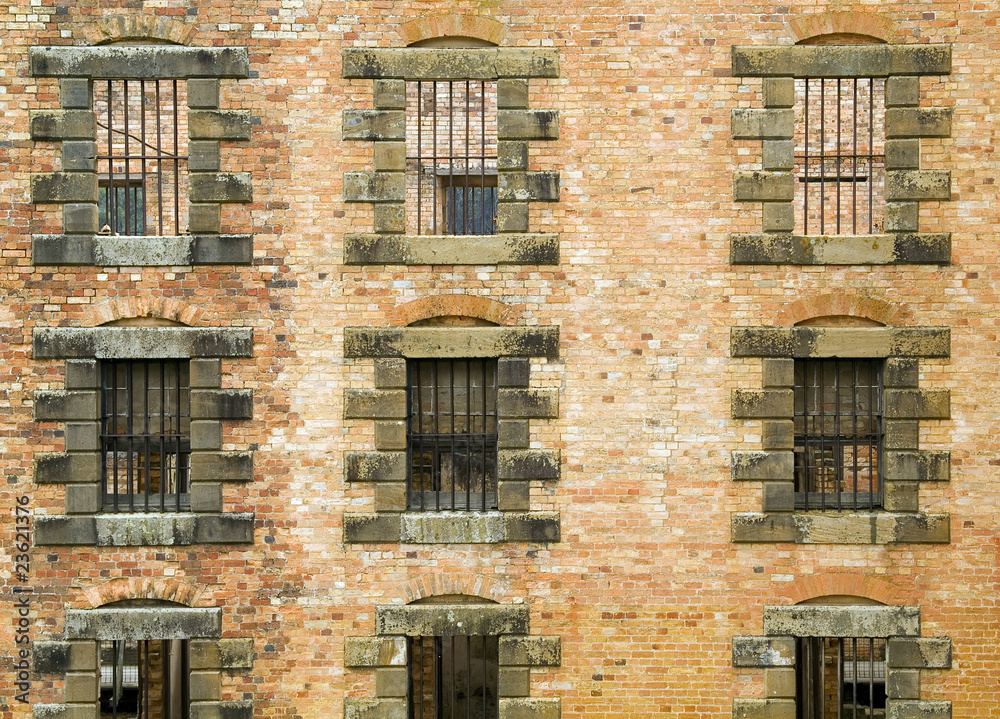 Penitentiary Windows At Port Arthur In Tasmania, Australia