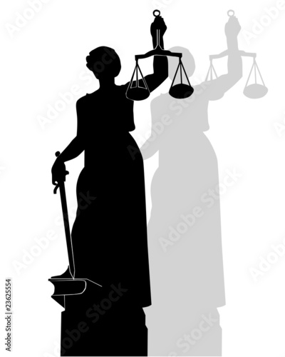 Silhouette of a statue of a Themis