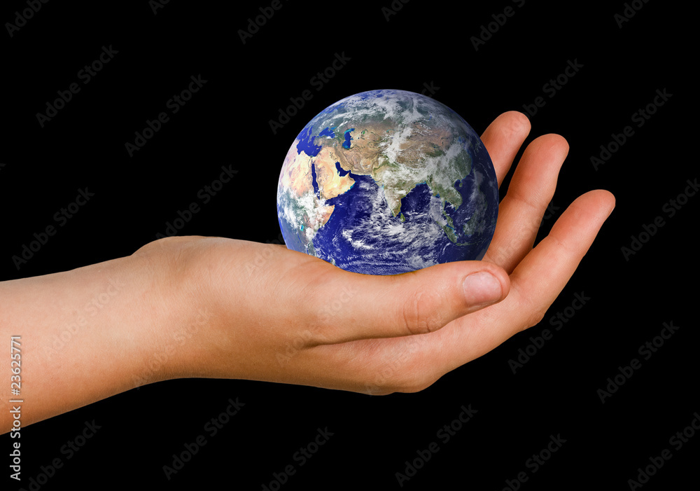 Hand with planet earth Hand with planet earth