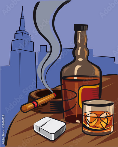whiskey and cigar