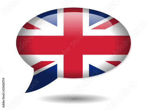 UK Flag Speech Bubble Icon (English Language Version Web Button)
