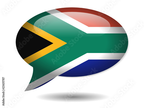 South African Flag Speech Bubble Icon (South Africa Web Button)