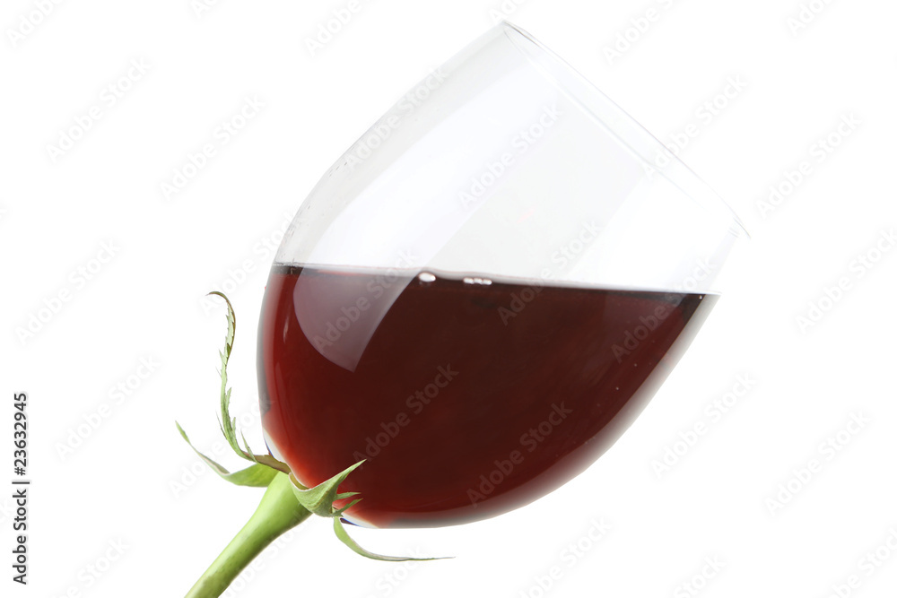 Glass with red wine as a flower