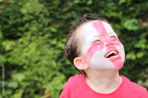 Boy with England Flag Painted on Face