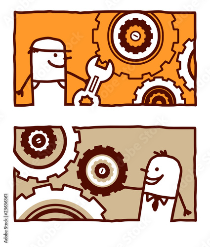 worker & engineer with gears