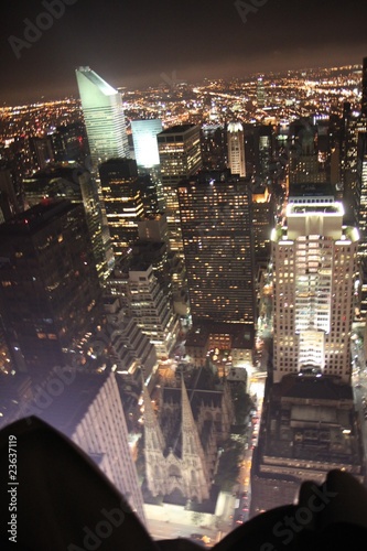 St Patrick's cathedral from above, by night.