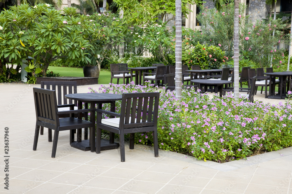 Patio with table and chairs Patio with table and chairs