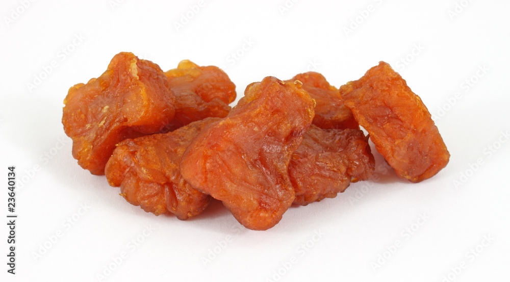 Small group of cooked turkey jerky pieces Small group of cooked turkey jerky pieces