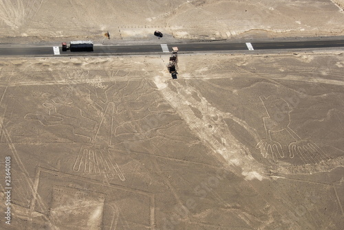 Tree and hands figures, Nazca lines in Peruvian desert