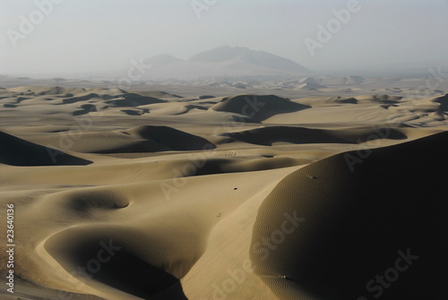 Sand dunes above Huacachina  Peru  in the late afternoon