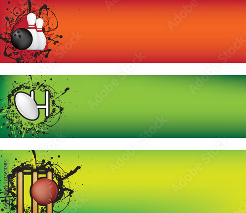 bowling, rugby and cricket banner