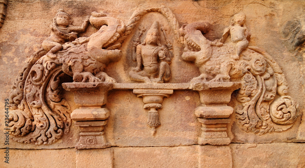 The ruins ancient hindu temple in Pattadakal, India