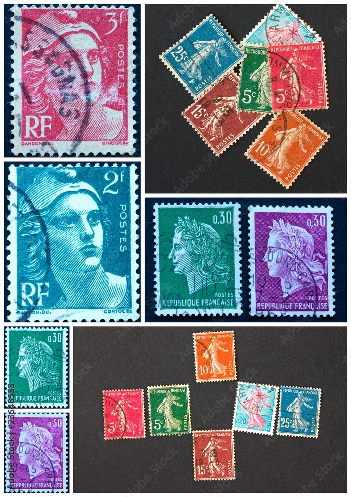 Timbres Marianne et Semeuse