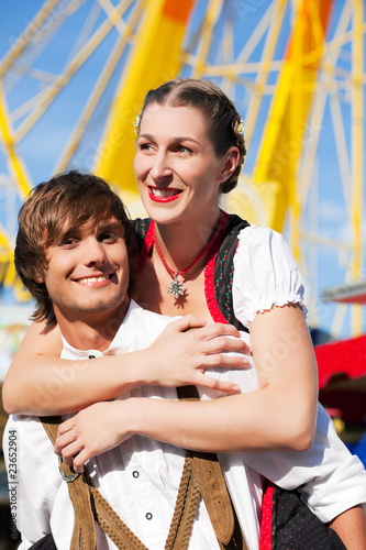 Couple in Tracht on Dult or Oktoberfest