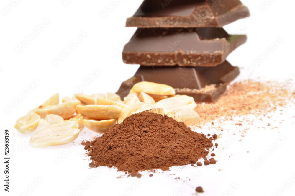 chocolate, cocoa and hazelnuts chocolate, cocoa and hazelnuts