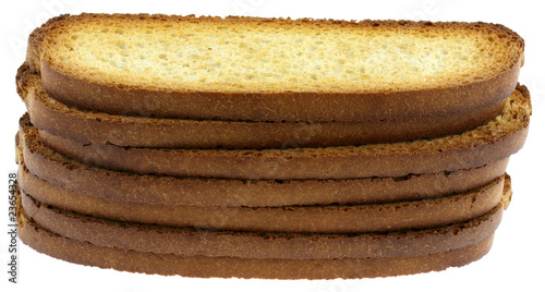 pain grillé en tranches, fond blanc