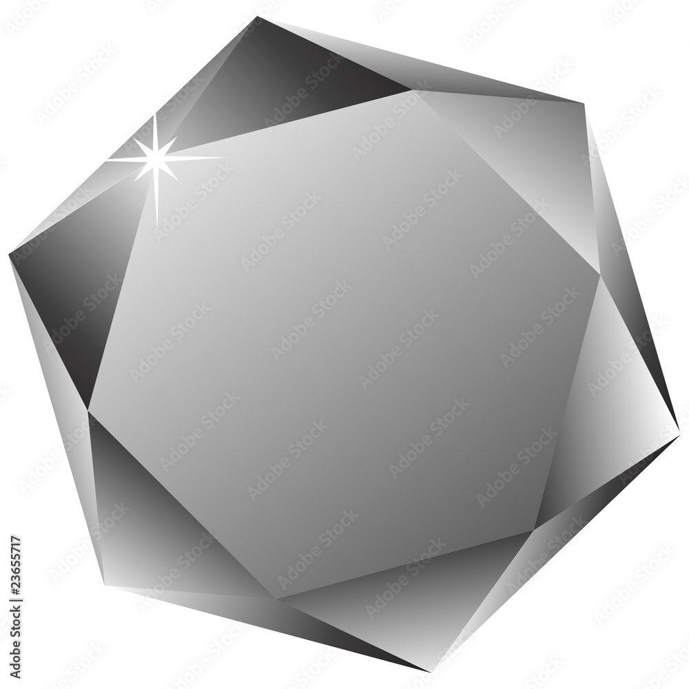 hexagonal diamond against white hexagonal diamond against white