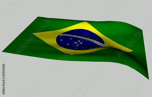 bandera de brasil ondulando sobre fondo blanco