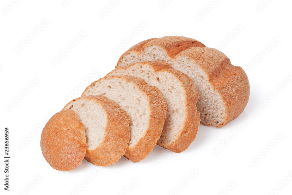 Sliced homemade brown bread, isolated on white Sliced homemade brown bread, isolated on white